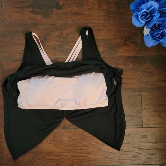 Pro Player black athletic top, built-in criss-cross back sports bra, Size Large - Picture 5 of 9